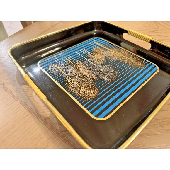 Vintage Mid-century Modern Tokyo Square Black Laquer Tray  (Srednick) Japan - Picture 5 of 5